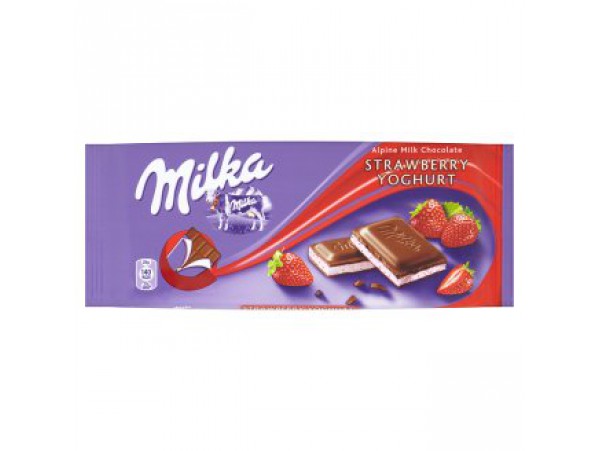Milka молочный шоколад с клубнично-йогуртовой  начинкой 100 г